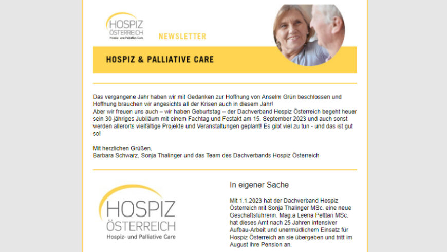 Bild des Newsletters des Dachverbandes Hospiz Österreich