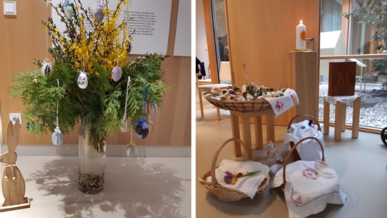 Osterschmuck und Osterspeisen im Hospizhaus