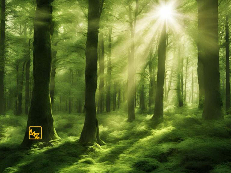 Wald mit Sonnenstrahl