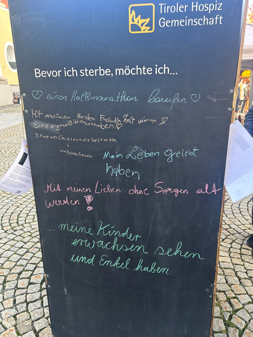 Bevor ich sterbe, möchte ich...-Tafel