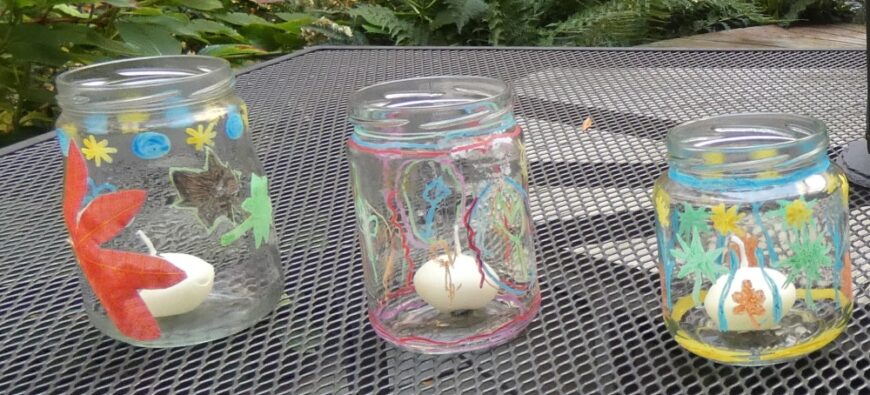 3 gestaltete Martinskerzen