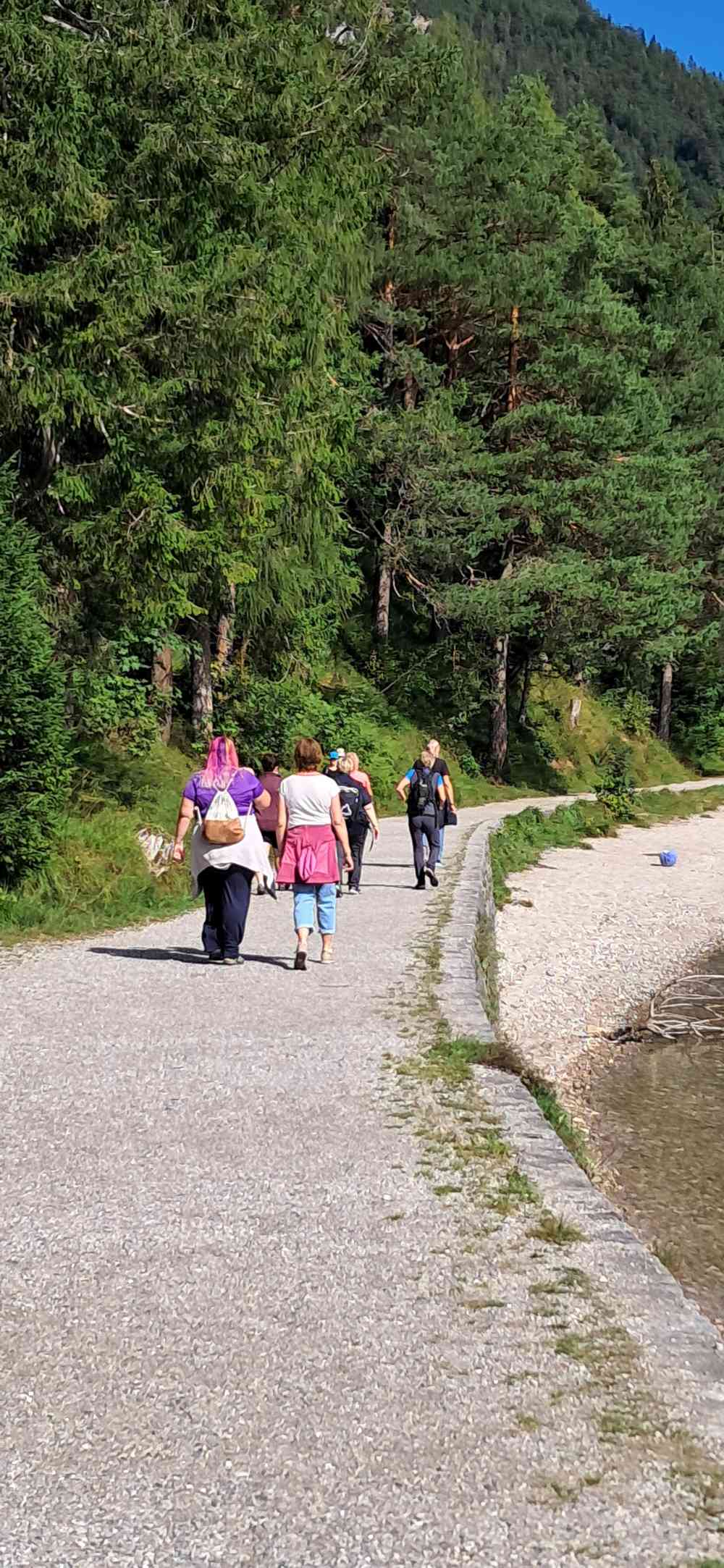 Gemeinsames Wandern am Ufer des Achensees